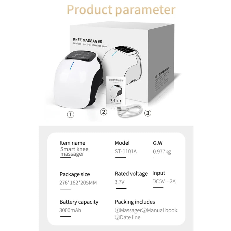 WareWell FlexTherma™ - Wireless Hot Compress Knee Massager Machine Smart Physiotherapy Knee Pads Device for Relieve Muscle Fatigue Knee Joint Treatment