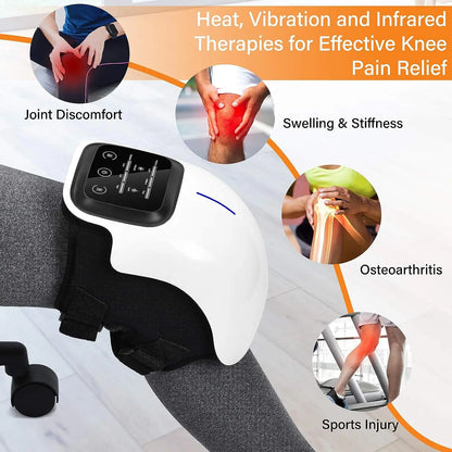 WareWell FlexTherma™ - Wireless Hot Compress Knee Massager Machine Smart Physiotherapy Knee Pads Device for Relieve Muscle Fatigue Knee Joint Treatment