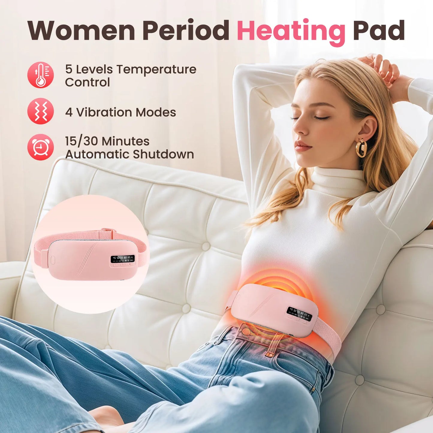 WareWell LunaHeat™- Portable Heating Pad Menstrual Heating Massager Belt
